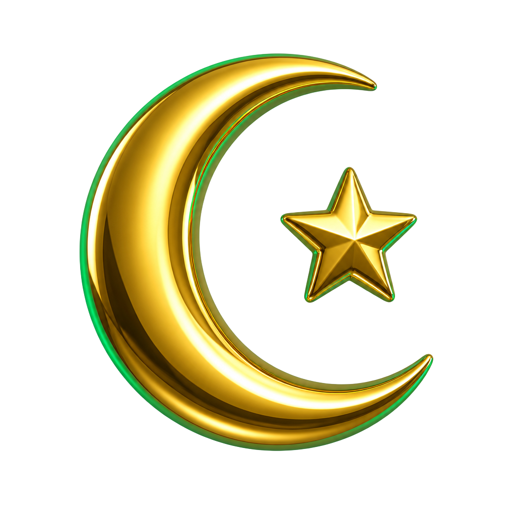 سنہری ہلال و ستارہ — تھری ڈی سجاوٹ